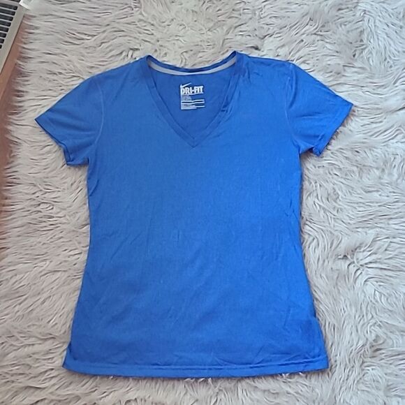 Nike dri fit vneck blue tshirt womems size small‎ - Picture 1 of 6